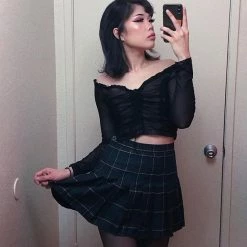 Unzzy HOT SALE Vintage High Waist Plaid Skirt KF50131