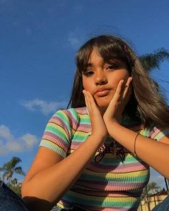 Unzzy HOT SALE Rainbow Short Knit T-shirt KF50148