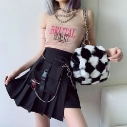 Unzzy HOT SALE Ulzzang Black Plaid Skirt KF90116