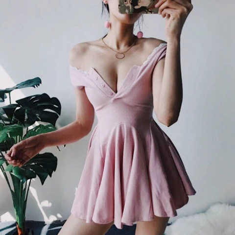 Unzzy HOT SALE Fashion V-neck One-piece Jumper Skirt KF20042 1 Unzzy HOT SALE Fashion V-neck One-piece Jumper Skirt KF20042