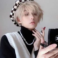 Unzzy HOT SALE White Blonde Fluffy Short Wig KF82687