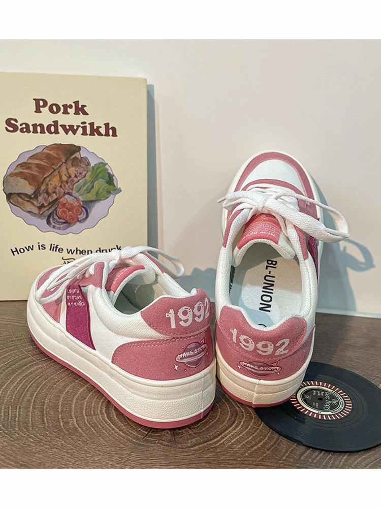 Unzzy HOT SALE Ulzzang Pink Sneakers KF82632 4 Unzzy HOT SALE Ulzzang Pink Sneakers KF82632