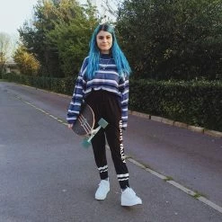 Unzzy Oversize Blue Striped Sweater KF50008