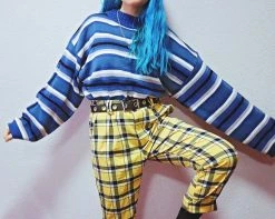 Unzzy Oversize Blue Striped Sweater KF50008
