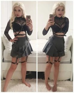 Unzzy Tops Dark Punk Shirt KF90066 (send Belt)