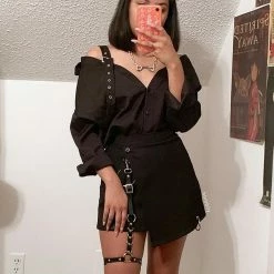 Unzzy HOT SALE Fashion Black Versatile Shirt KF90026