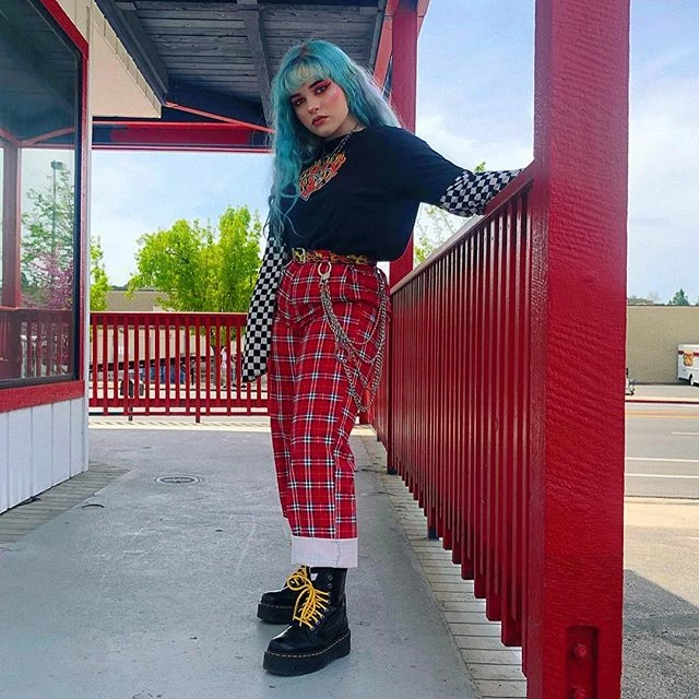 Unzzy Bottoms Plaid Chain Pants KF90317 5 Unzzy Bottoms Plaid Chain Pants KF90317