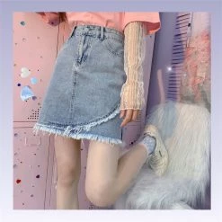 Unzzy Blue Denim Skirt KF30374 HOT SALE