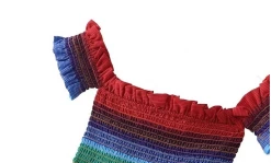 Unzzy Iridescent Striped Shoulder Top KF2305 9 Unzzy Iridescent Striped Shoulder Top KF2305