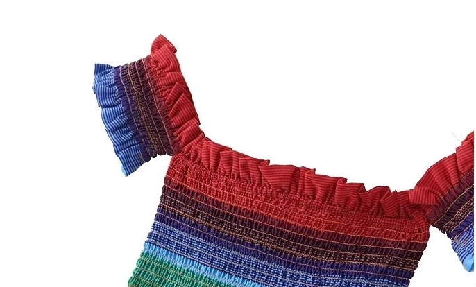 Unzzy Iridescent Striped Shoulder Top KF2305 5 Unzzy Iridescent Striped Shoulder Top KF2305