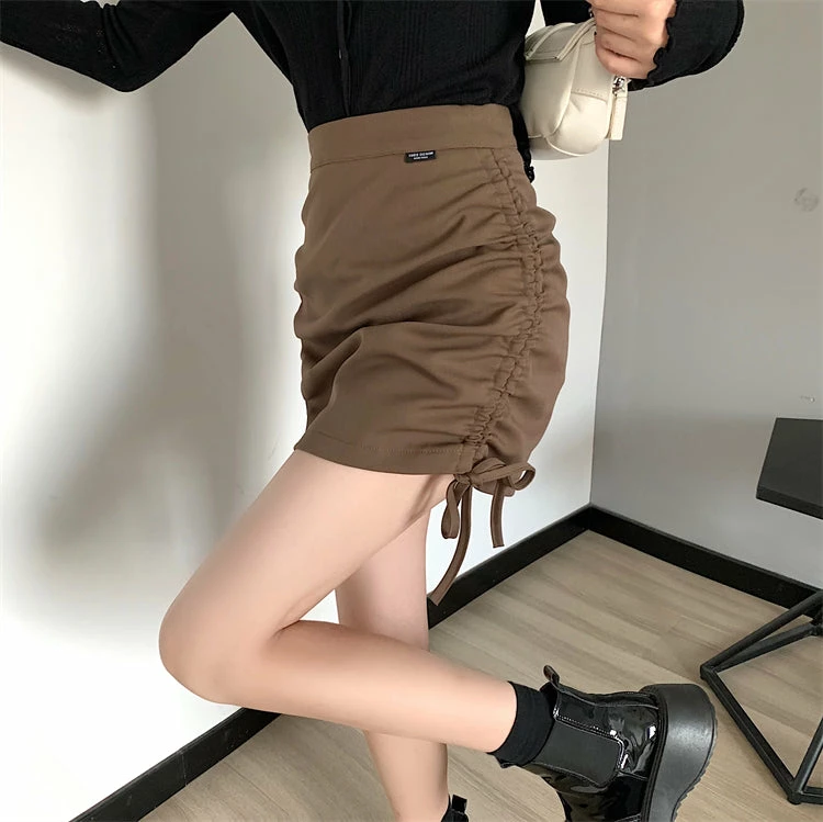 Unzzy HOT SALE Black Drawstring Pleated Skirt KF50136 7 Unzzy HOT SALE Black Drawstring Pleated Skirt KF50136