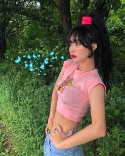 Unzzy HOT SALE Chic Pink T-shirt KF90472