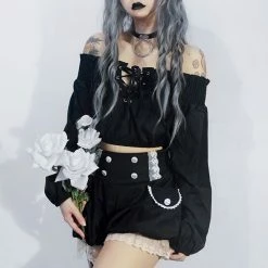 Unzzy Tops Harajuku Lace-up Top KF90107