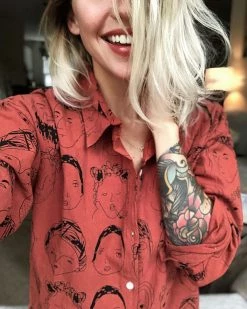 Unzzy Tops Vintage Comic Full Print Shirt KF2205