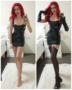 Unzzy HOT SALE Black Bright Leather Dress KF90697 15 Unzzy HOT SALE Black Bright Leather Dress KF90697