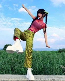 Unzzy HOT SALE Chain Green Pants KF90549