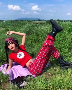 Unzzy Bottoms Plaid Chain Pants KF90317