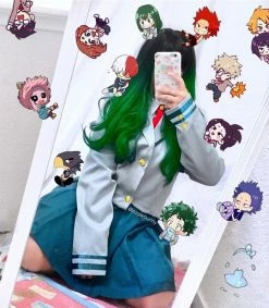 Unzzy HOT SALE Green Long Roll Wig KF90448