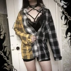 Unzzy HOT SALE BTS-SUGA Colorblock Plaid Shirt KF30280