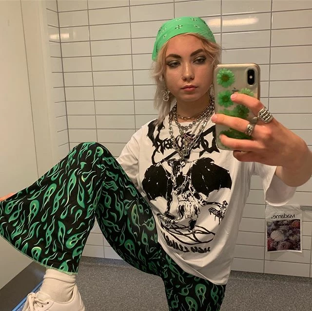 Unzzy HOT SALE Green Flame Pants KF9180 5 Unzzy HOT SALE Green Flame Pants KF9180