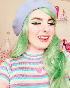 Unzzy HOT SALE Big Wave Green Wig KF90498