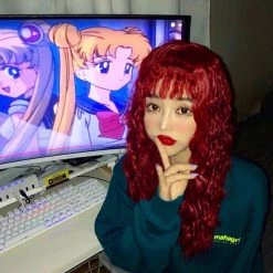 Unzzy HOT SALE Harajuku Long Roll Wig KF90545