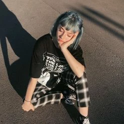 Unzzy Korean Lattice Wide Leg Pants KF50114