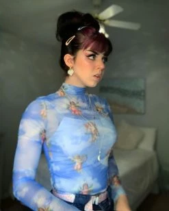 Unzzy Angel Mesh Top KF90242 HOT SALE