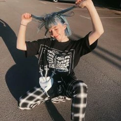 Unzzy Korean Lattice Wide Leg Pants KF50114