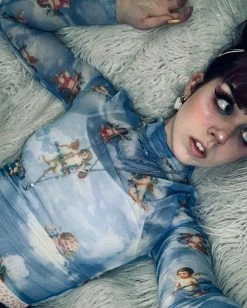 Unzzy Angel Mesh Top KF90242 HOT SALE