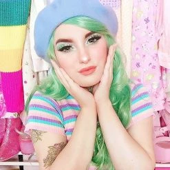 Unzzy HOT SALE Big Wave Green Wig KF90498