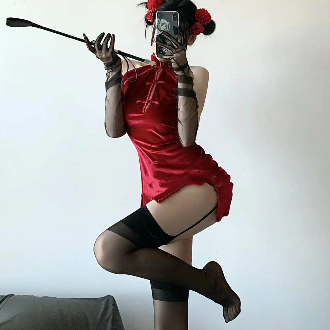 Unzzy Solid Color Cheongsam Uniform KF82674 HOT SALE 2 Unzzy Solid Color Cheongsam Uniform KF82674 HOT SALE