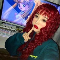 Unzzy HOT SALE Harajuku Long Roll Wig KF90545 11 Unzzy HOT SALE Harajuku Long Roll Wig KF90545