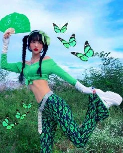 Unzzy HOT SALE Green Flame Pants KF9180 25 Unzzy HOT SALE Green Flame Pants KF9180