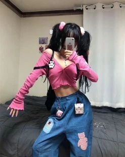 Unzzy HOT SALE Cartoon Embroidered Jeans KF9320 17 Unzzy HOT SALE Cartoon Embroidered Jeans KF9320