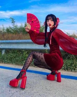 Unzzy Punk Red Cheongsam KF9385