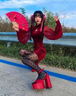 Unzzy Punk Red Cheongsam KF9385