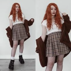 Unzzy Plaid Pleated Skirt KF9321 HOT SALE