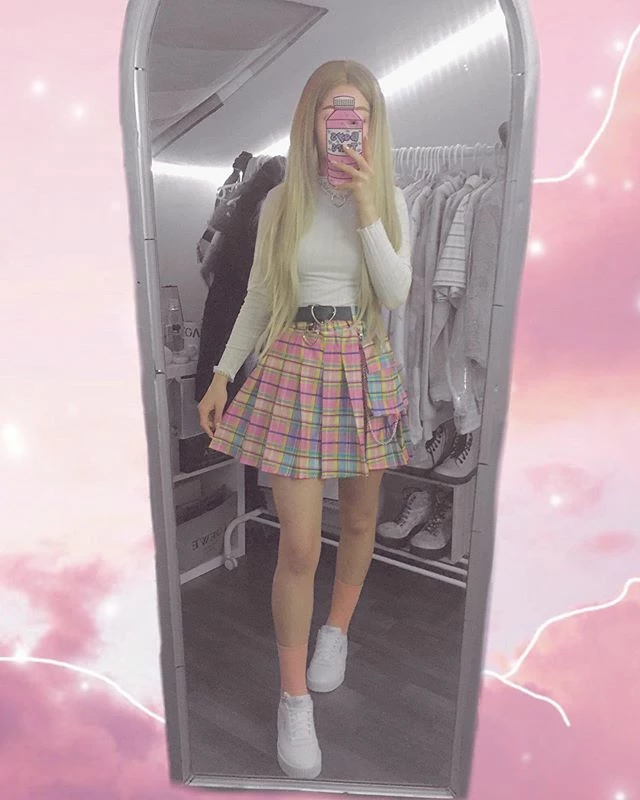 Unzzy Pink Plaid Pleated Skirt KF908011 HOT SALE 7 Unzzy Pink Plaid Pleated Skirt KF908011 HOT SALE