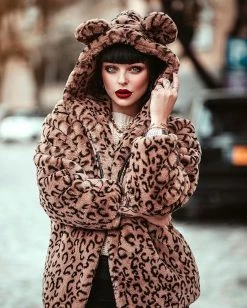 Unzzy Plush Warm Leopard Coat KF90052 HOT SALE