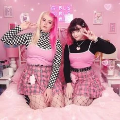 Unzzy High Collar Plaid Long-sleeved T-shirt KF20067 29 Unzzy High Collar Plaid Long-sleeved T-shirt KF20067