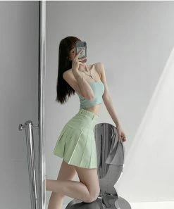 Kfashionstyles HOT SALE Solid Color High Waist Pleated KF40059