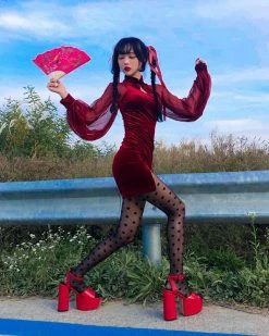 Unzzy Punk Red Cheongsam KF9385