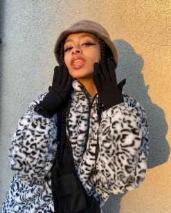 Unzzy Leopard Spotted Cotton Coat KF9534