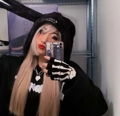 Unzzy HOT SALE Black Plus Velvet Rabbit Sweatshirt Hoodie KF81008