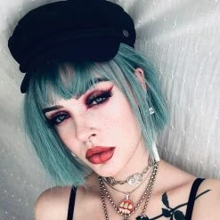 Unzzy HOT SALE Green Short Straight Wig KF9457