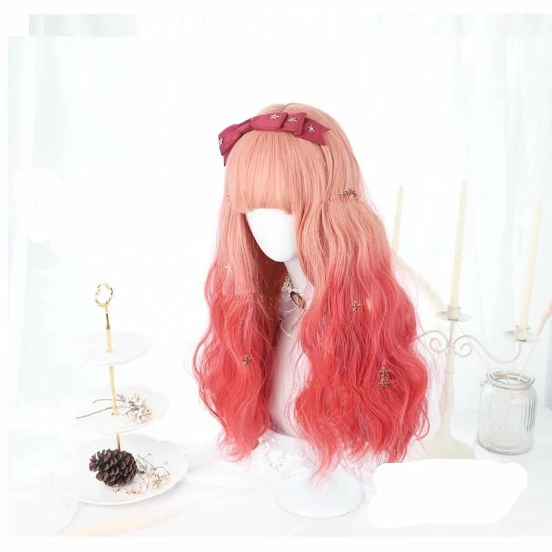 Unzzy HOT SALE PINK RED GRADIENT WIG KF20359 3 Unzzy HOT SALE PINK RED GRADIENT WIG KF20359
