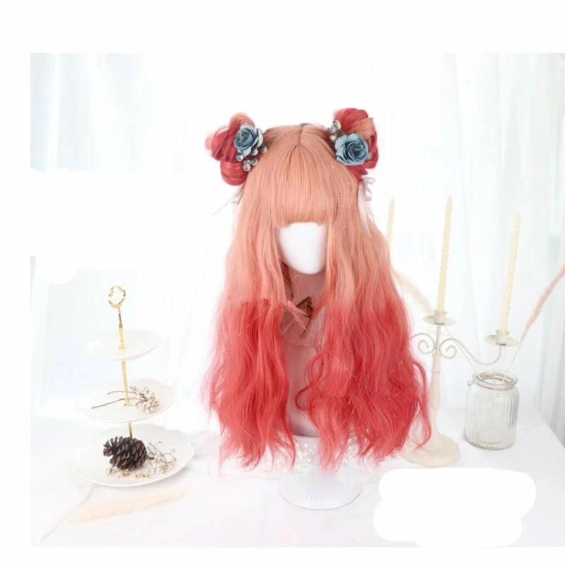 Unzzy HOT SALE PINK RED GRADIENT WIG KF20359 4 Unzzy HOT SALE PINK RED GRADIENT WIG KF20359