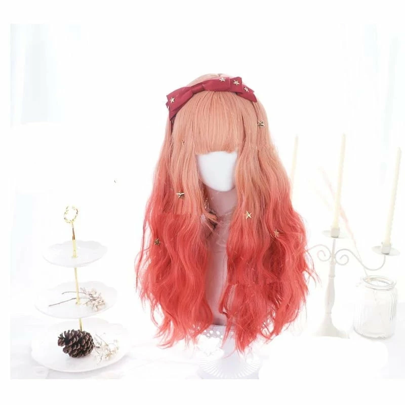 Unzzy HOT SALE PINK RED GRADIENT WIG KF20359 5 Unzzy HOT SALE PINK RED GRADIENT WIG KF20359