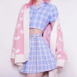 Unzzy Plaid Pleated Skirt KF90387 HOT SALE